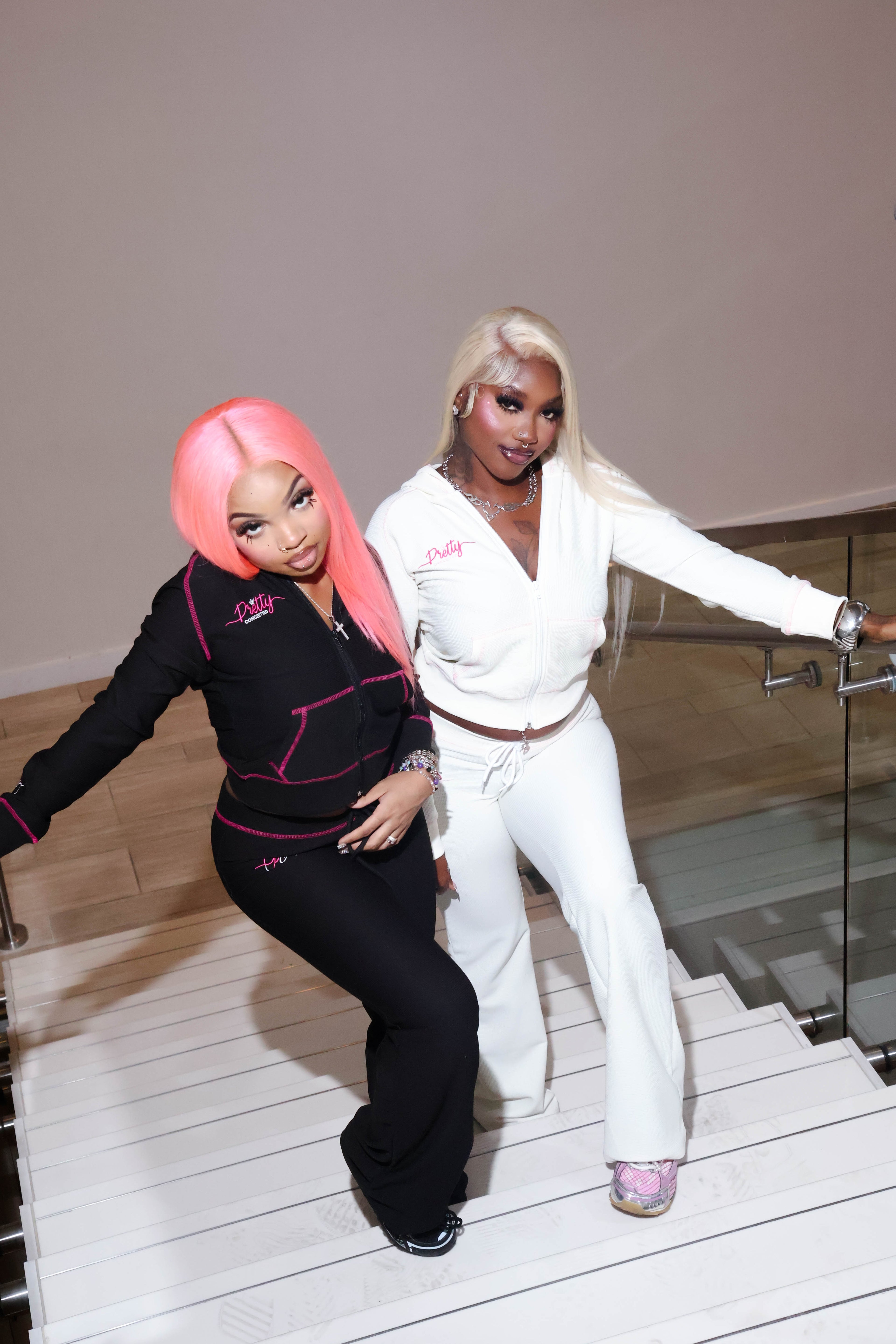 Too Conceited Waffle Knit Set - Black